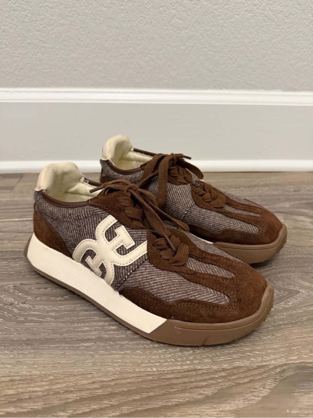 Sam Edelman Langley 3 Brown Suede Twill Platform Sneaker Women’s 6